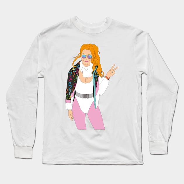 redhead ski girl vintage ski suit sunglasses skiing 80's Long Sleeve T-Shirt by Captain-Jackson